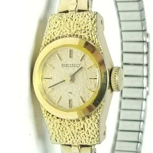 Vintage Seiko Gold Tone Ladies Wrist Watch with Speidel Band, AS IS, Not Working - Picture 2 of 8